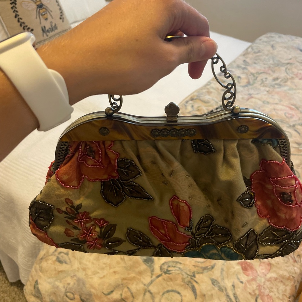 Small Green and Floral Clutch